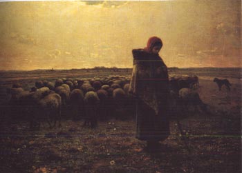 пастушка, стерегущая свое стадо